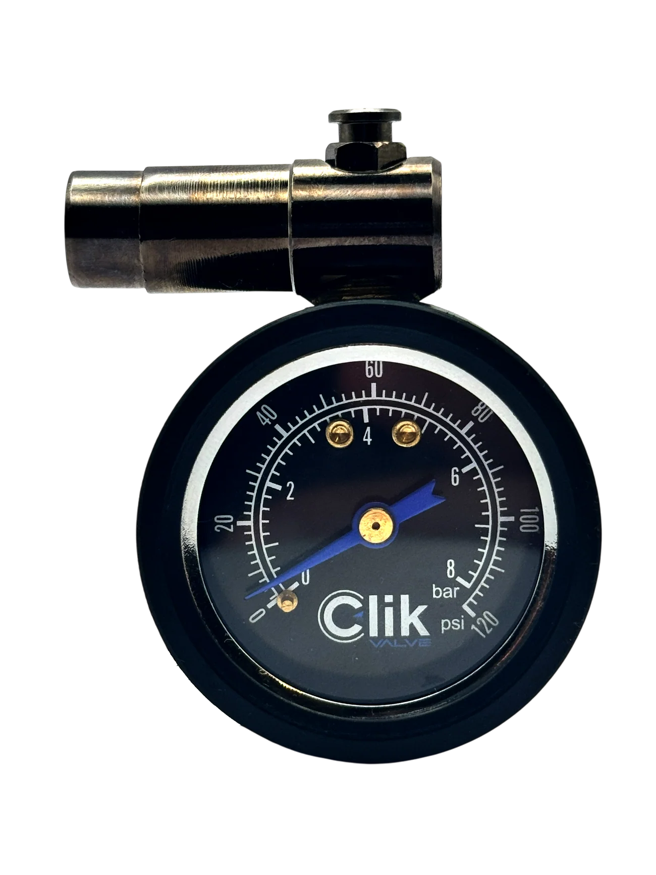 Clik Valve - Tire Pressure Gauge - (Max 120 psi / 8 Bar)