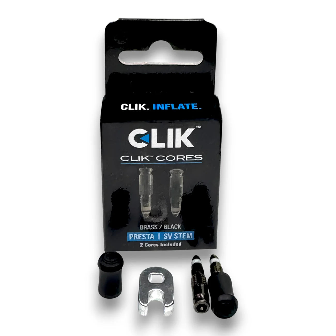 Clik Valve - Click Cores - Presta/SV stem - Brass/Black Color